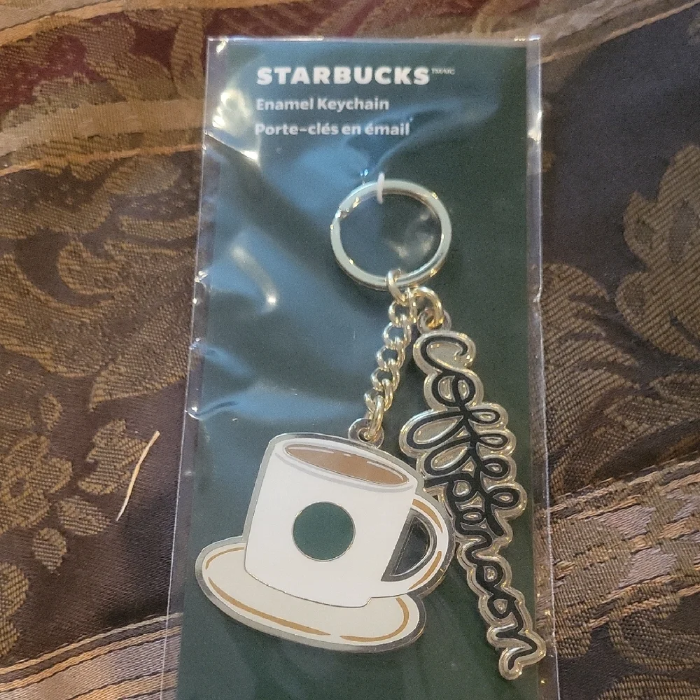 Starbucks Sealed Coffee Keychain Enamel Gold And Cool Charm